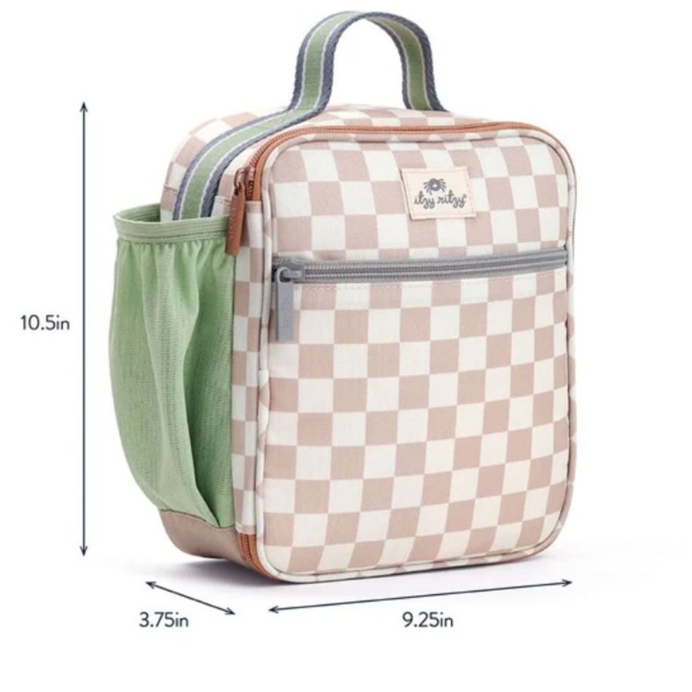 Itzy Ritzy Toddler Checkered Backpack, Lunch Box Bundle Daycare Jr Size - Picture 8 of 11